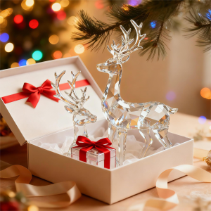 Crystal Clear Acrylic Deer Figurines